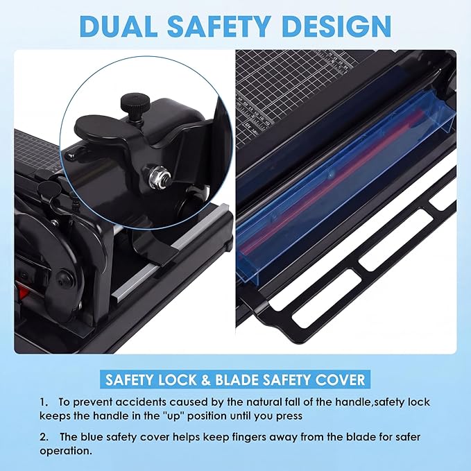 Heavy Duty Paper Cutter for A4 Paper, 12 Inch Guillotine Cutter | 400 Sheet Capacity, Solid Steel Construction, Black, Heavy Duty Paper Cutter for Office, School, Print Shop