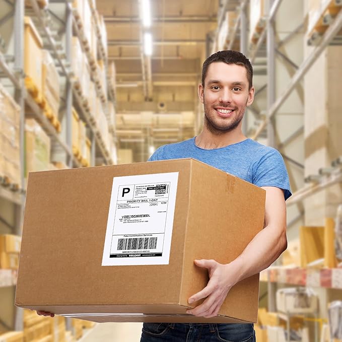 9527 Product 8.5" x 5.5" Half Sheet Self Adhesive Shipping Labels for Laser & Inkjet Printers, Easy to Peel Label, 500 Sheet 8.5 x 11 Address Labels, 2 Labels per Sheet (1000 Labels)