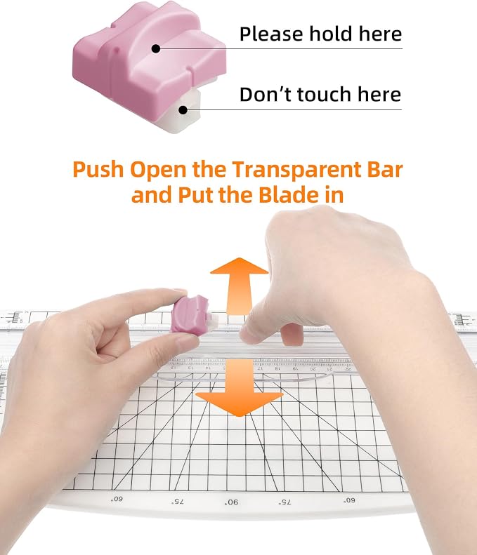 Firbon Paper Cutter Refill Blades, Replacement Blades for Trimmers | 5 Pieces Pink Blade Set | Spring-loaded Safety Design | Compatible for A4 A5 Paper Trimmer Slicer