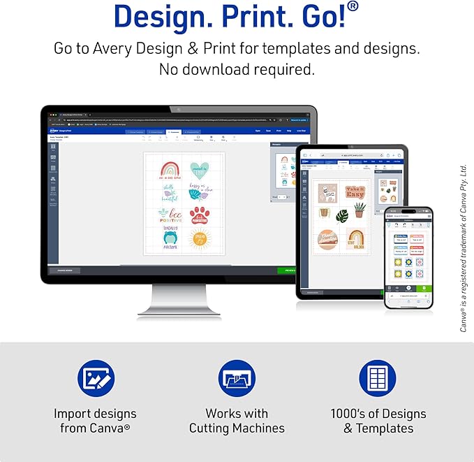 Avery Printable Sticker Paper, 8.5" x 11", Glossy Clear, Permanent Adhesive, Laser/Inkjet Compatible, 7 Full-Size Label Sheets, Great for Product Branding, Cute Stickers, Custom Signs, and More (4397)