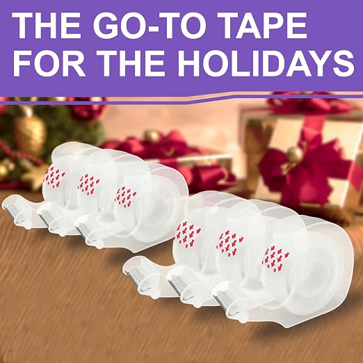 PALOKA Tape, Transparent Tape for Gift Wrapping, 6 Dispensered Rolls, Glossy Finish, Great for Holiday Wrapping Paper, Office&School Supplies, 3/4 x 650 Inches
