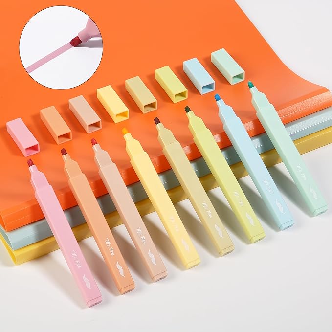 Mr. Pen- Aesthetic Highlighters No Bleed, 8 Pack, Assorted Colors | Chisel Tip, Cute Highlighters Assorted Colors for Journaling, Highlighting, Underlining, Fast Dry, Back to School Supplies