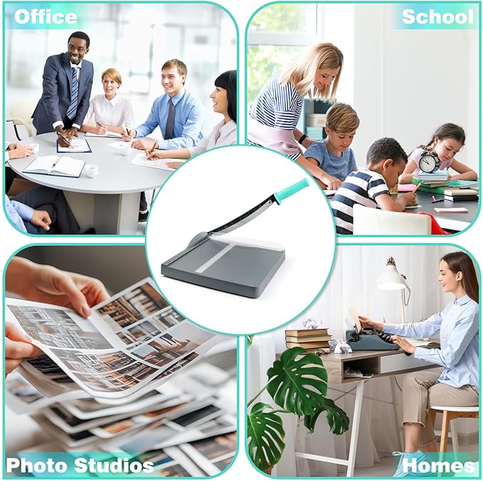 Guillotine Paper Cutter, A4 Paper Cutter, Heavy Duty Paper Trimmer with Safety Guard, 12" Cut Length Cutting Board, 16 Sheets Capacity, for Cardstock, Photos, Scrapbooking, Office, Classroom