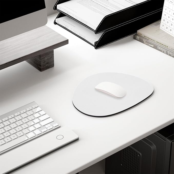 Hsurbtra Mouse Pad, Premium-Textured Small Oval Mousepad 8.7 x 7.1 Inch Gray, Thick 3 mm Anti-Slip Waterproof Rubber Pretty Cute Computer Mat for Office Home Gaming Laptop Men Women Kids