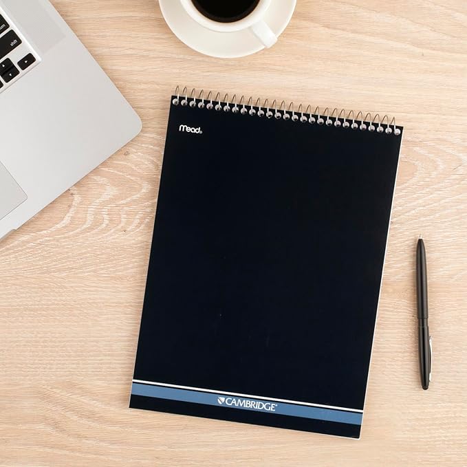 Cambridge Spiral Notebook, College Ruled Paper, 8-1/2" x 11", 70 Sheets, Top Bound, Navy (59882)