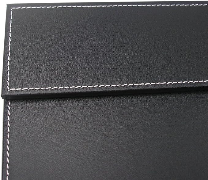 Ultra-Smooth PU Leather Desk Pad & Mat Office Desk Drawing & Writing Board A3/ A4 File Paper Clip Table Protector Mat on Top Large 24''x18'' (Black)