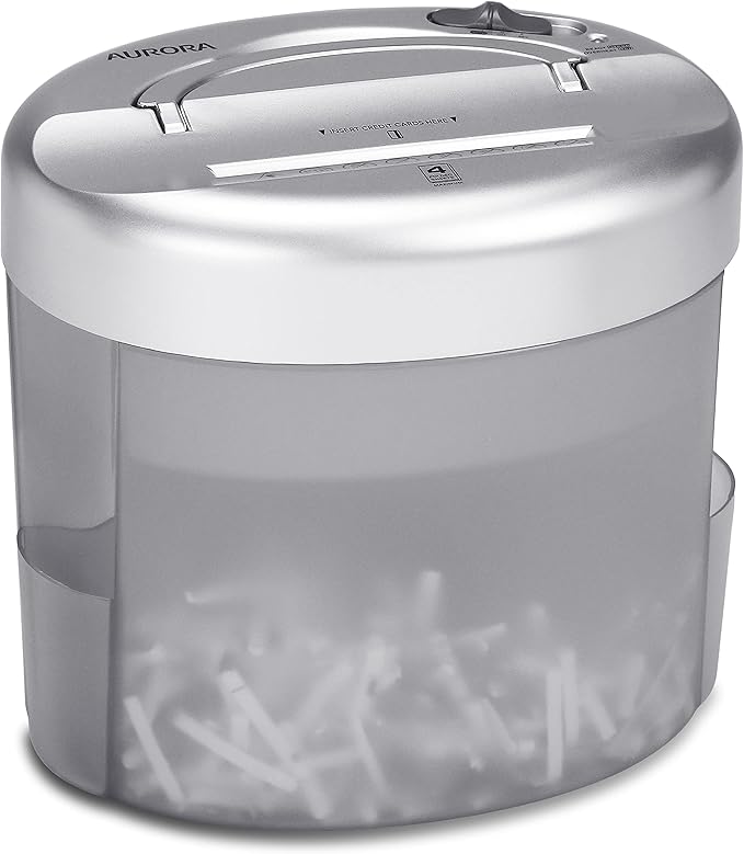 Aurora Desktop-Style Cross-Cut Paper Shredder, 4-Sheet Crosscut Desktop
