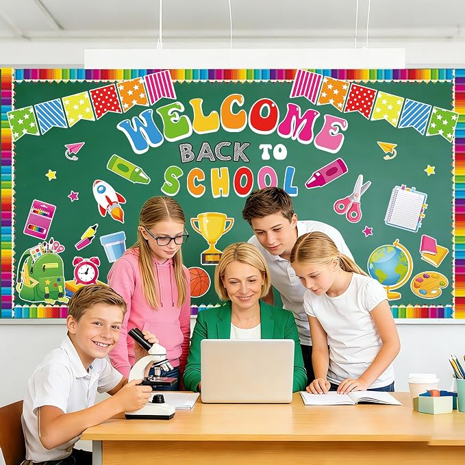 81Pcs Welcome Back to School Bulletin Board Decorations Set, Colorful Back to School Classroom Decorations, Welcome Bulletin Boards Decoration for Classroom Elementary Middle Decor