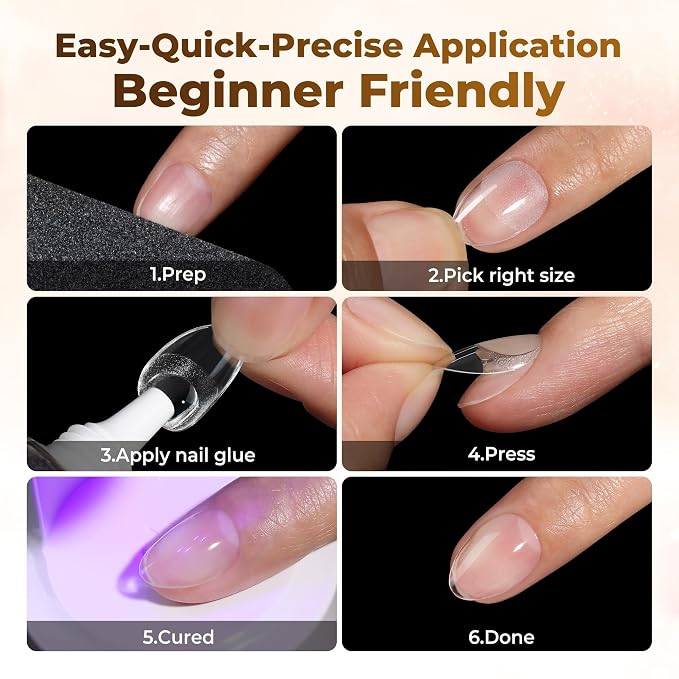 UNA GELLA Extra Short Almond Nail Tips Full Cover 504PCS Gel Nail Tips | XS Short Almond Shaped Nails Tips Soft Gel Clear Fake Nails Tip for Acrylic Nail Tip Home DIY Salon Nails 12 Sizes