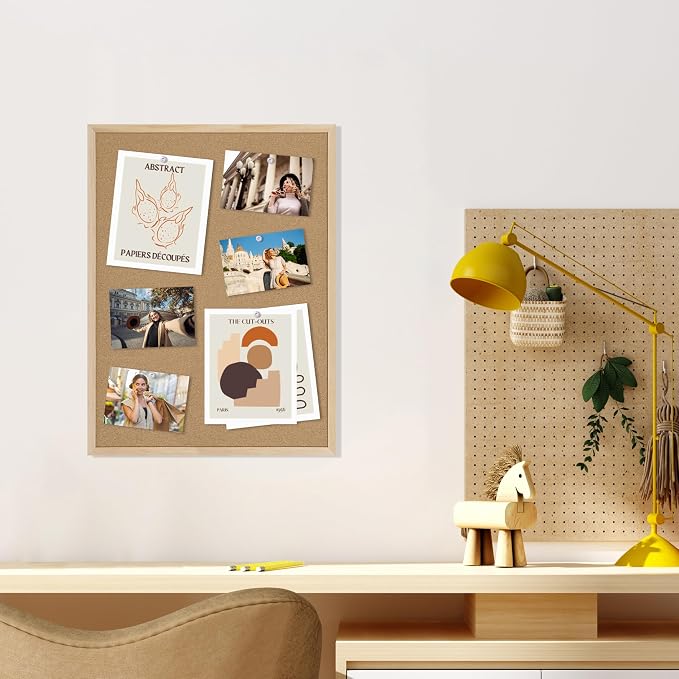 DAHAPYBOO Bulletin Board for Office with Pin Oak Wood Boards 2Pack,24x18 | MCork Board essage Board or Vision Board