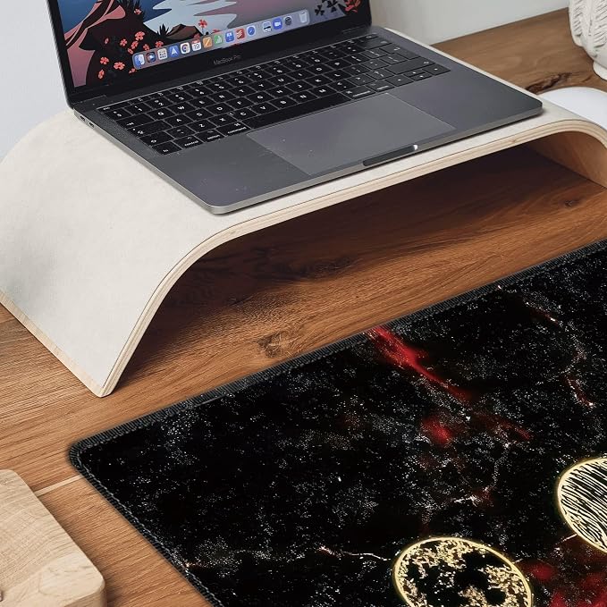 Galaxy Planet Large Mouse Pad,Gaming Keyboard Desk Pad,Extended Mouse Mat Non-Slip Rubber Base with Stitched Edges for Office Game Home XXL 35.4"x15.7"