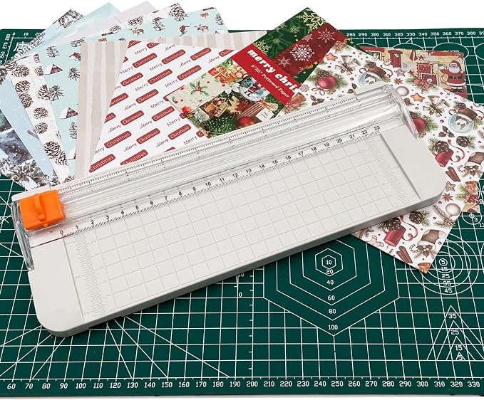 Paper Cutter, A4 Paper Trimmer with Security Safeguard & Side Ruler Portable Straight Edge Cutter for Scrapbooking Craft Paper, Photos, Label, Cardstock (White)