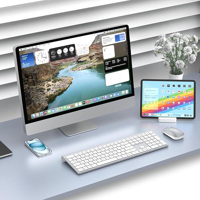 Wireless Keyboard and Mouse Combo, Ultra Slim Full Size Silent Keyboard | Scissor switch keys, quiet typing and clicking, 3 DPI adjustable mouse, 2.4GHz USB, for Computer,Windows, Mac, Laptop, PC