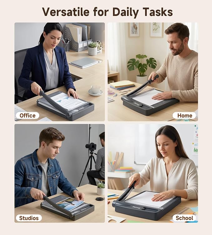 12 Inch Guillotine Paper Cutter, 12 Sheet Heavy-Duty Paper Trimmer | Precision Inch &CM Scale, Safety Blade Lock, Paper, Cardstock & Photo Trimming, Scrapbooking Craft, Home, Office & Studio Use