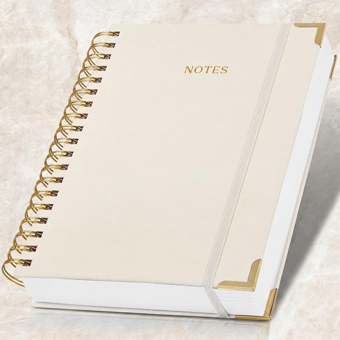 Aesthetic Thick Spiral Notebook Journal For Women in B5 - Linen Hardcover | Modern College Ruled Note Book with 300 Lined Pages - Perfect for Writing and Staying Organized at Work or School