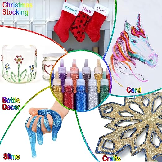 Matio 12 Pack Glitter Glue Stick Set, Non-Toxic Washable Glue Pens 10ml Each Craft Glitter Bulk Gel, Assorted Color Slime Glue for DIY Art Project Painting Scrapbooking Chriatmas Decor Supply