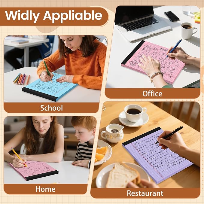 Legal Pads 8.5 X11, Narrow Ruled Notepads, 3 Pack, 50 Sheet/Pad | Colorful Legal Pads, Tear Off Notepad, Perforated Writing Pad, Notebook Paper College Ruled, Notepads For Office Home School