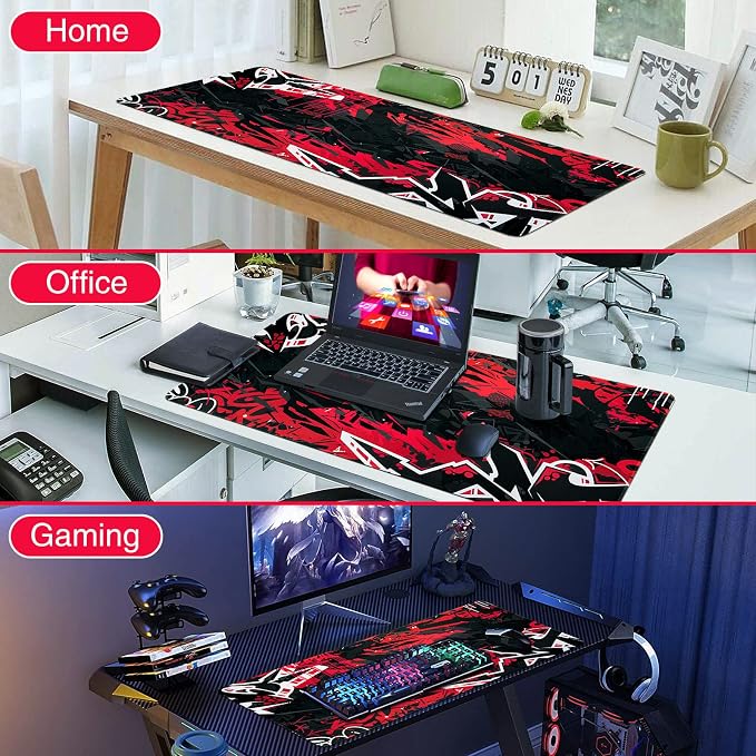 Canjoy Gaming Mouse Pad, 31.5x15.7in Large Mouse Pads for Desk Keyboard Pad | Desk Mat for Keyboard and Mouse Computer Big Full Size Desk Pad with Non-Slip Rubber Base and Stitched Edge for Home Office