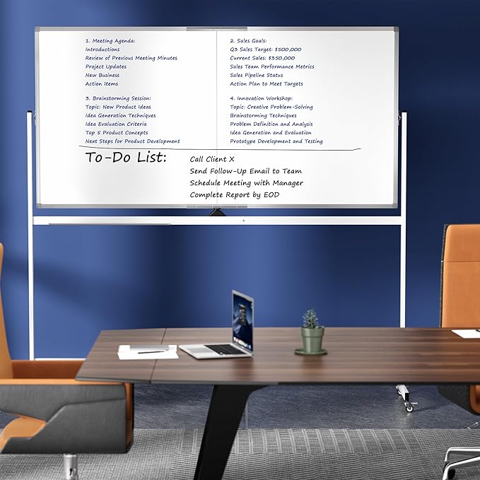 Large Rolling Whiteboard on Wheels, 72" x 36" Double-Sided Mobile White Board with Stand, 6' x 3' Portable Standing Magnetic Dry Erase Board Easel for Home Office Classroom School, Silver