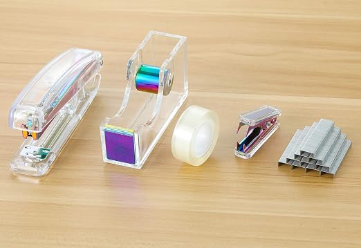Colorful Acrylic Stapler Set | Durable Spring,1000 Staples,Office & School Desk Supplies