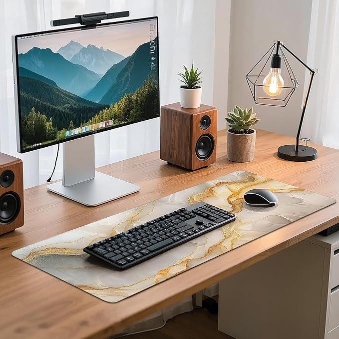 Gaming Mouse Pad - (31.5"×11.8") Marble Large Mouse Pads for Desk - Desk Mat for Keyboard and Mouse with Non-Slip Base, Desks Pad Matfor Game/Office & Home