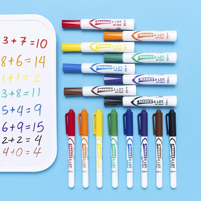 Avery Marks A Lot Dry Erase Markers, Low Odor White Board Markers with Chisel Tip, 4 Assorted Colors (24409)