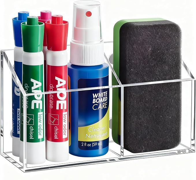 Acrylic Magnetic Pen Holder for Whiteboard,Fridge, School Supplies | Magnet Dry Erase Marker Holder for Refrigerator, Pencil Cup for Classroom Teacher, Office Accessories Decor, Locker Organizer