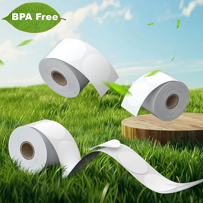 2" Circle Direct Thermal Labels, Thermal Printer Labels for Name Tag, DIY, QR Code, Self-Adhesive Address Shipping Stickers, White Circle Sticker Labels Compatible with Zebra, Rollo, MUNBYN,750Lables