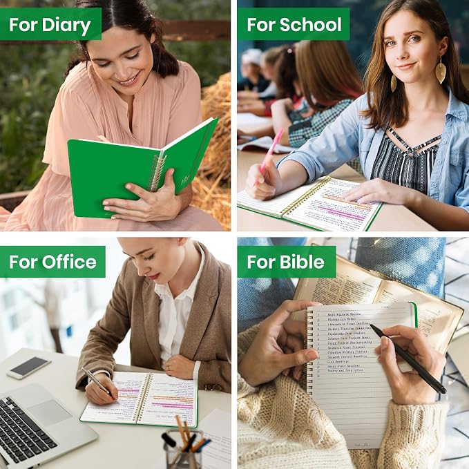 ZOTIA Lined Spiral Notebook for Work Hardcover Spiral Journal College Ruled | Racing Green, 5.7" x 7.9" Spiral Journals for Writing, Work Notebooks, Note taking and Office School Supplies, 140 Pages