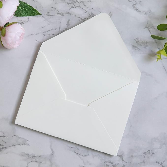PONATIA 50 PCS A7 Envelopes, 5.25 x 7.25'' Matte Ivory Envelope, Perfect 5x7 Envelopes for Wedding Invitation Cards, Christmas Gift Cards Envelope, Acrylic Invitations, Photos