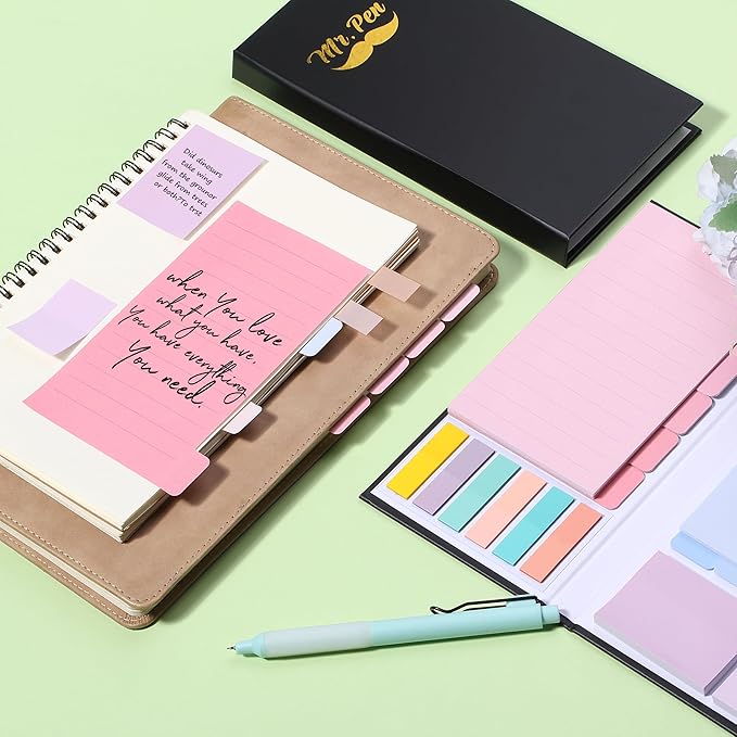 Mr. Pen- Sticky Notes Set, 410 Pack, Ruled | Dotted & Blank Notes with 150 Index Tabs, Divider Sticky Pads for Bible Study, Office, School, Planning