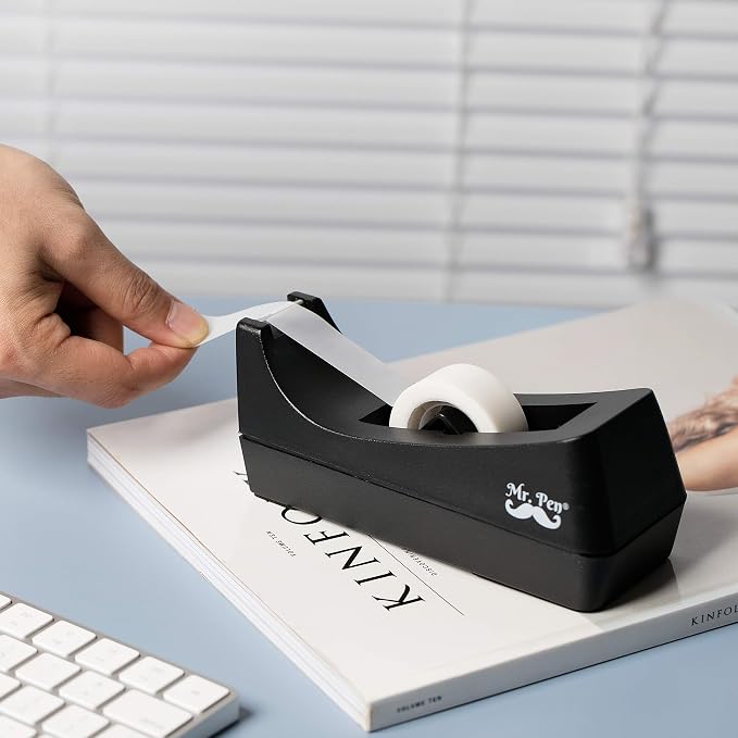 Mr. Pen- Tape Dispenser, Pack of 2, Tape Dispenser Desk, Office Supplies | Desk Supplies, Tape Holder, Tape Dispensers, Black Tape Dispenser, Desktop Tape Dispenser, Tape Desk Dispenser, Organier