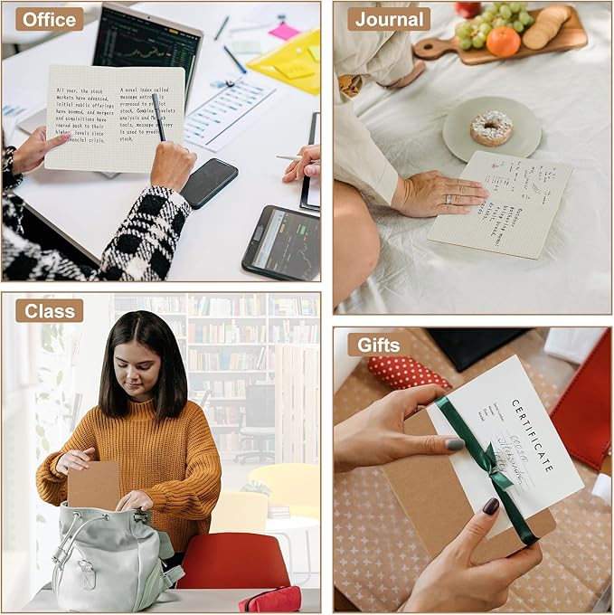 ZCZN 50 Pack A5 Kraft Notebooks Bulk, 8.15x5.5 Inches Graph Paper Journaling Notebooks, Notebooks for Work, Composition Notebooks for School, Journal Notebooks for Office, 60 Pages