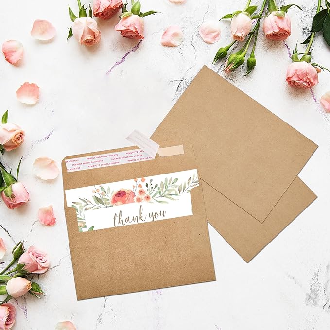 A4 Envelopes 4-1/4 x 6-1/4 Inch 100 Pack Brown 4X6 Envelope | Kraft Paper Envelopes, Greeting Card Mailers with Adhesive Closure for Weddings, Invitations, Photos, Postcards and Events