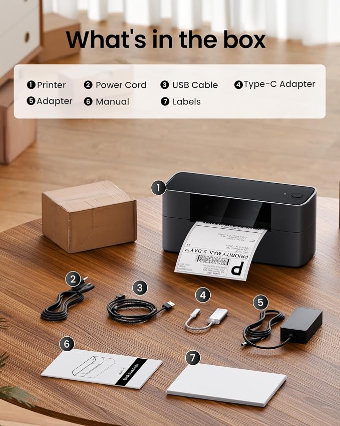 Itari Bluetooth Shipping Label Printer 4x6 for Small Business | Inkless 203DPI 4x6 Thermal Printer, Bluetooth & USB, Support iOS, Android, Windows, Amazon, Shopify, USPS