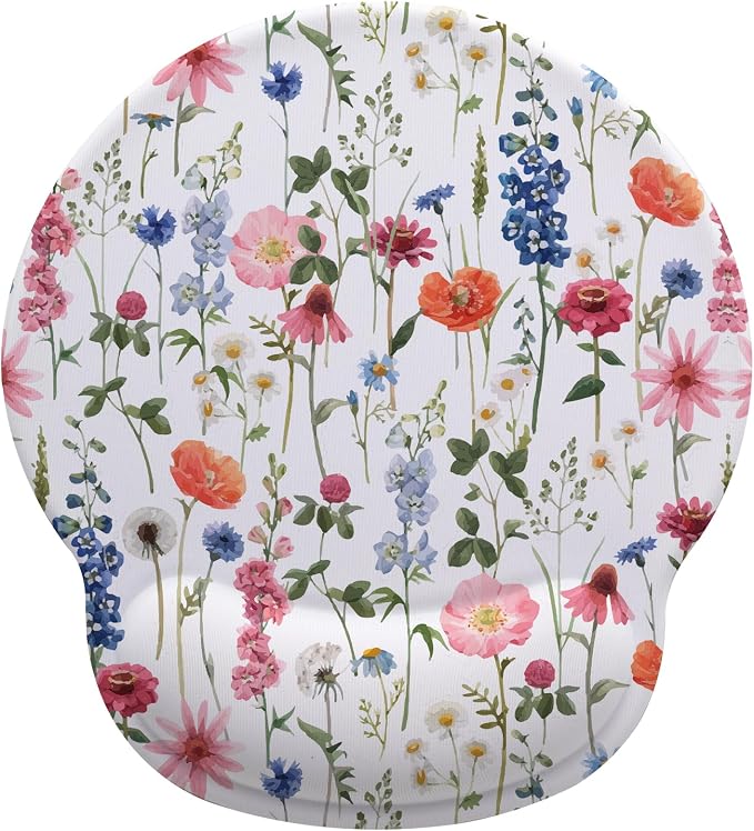 Little Flowers Mouse Pad with Gel Wrist Support, Smooth Surface Ergonomic Mouse pad, Non-Slip Pain Relief Desk Mat for Gaming, Work & Office Desktop 5