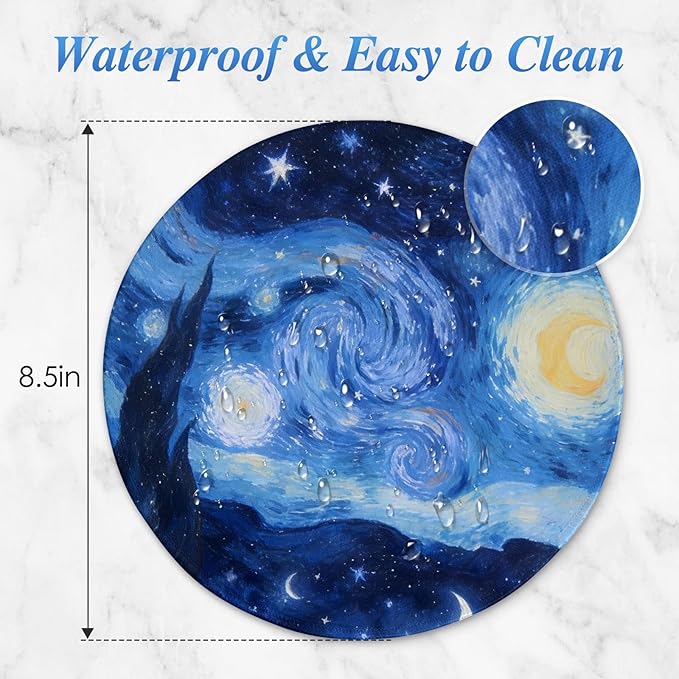 Round Mouse pad, high-end Texture, Sewn Edge Design, Anti-Slip Rubber Base. 8.6 x 8.6 inches (Star Vortex)
