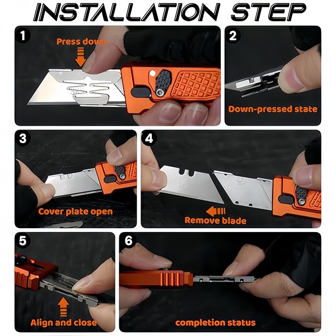 5.8" Aluminium Utility Knife, EDC Box Cutter with Clip, CNC Unibody, Lightweight All Metal Folding Box Cutter, Ideal Gifts for Men Women, with 10 Extra Blades(Grey)