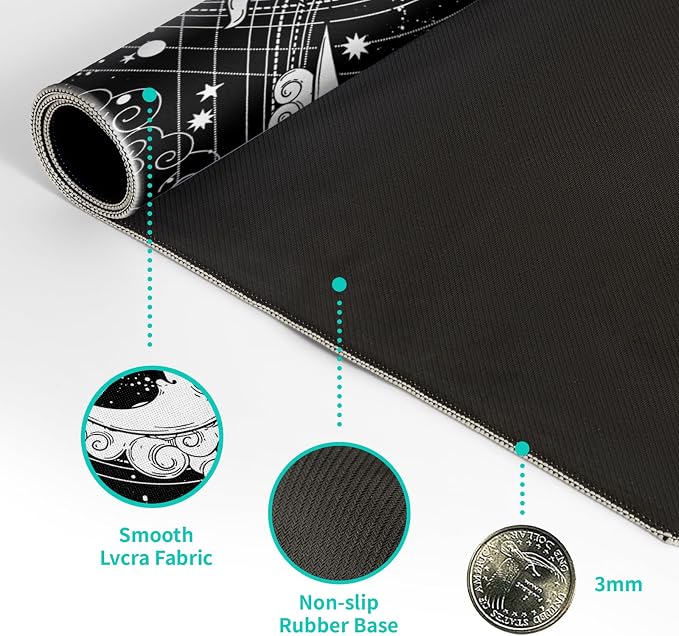 Magic Astrology Extended Big Mouse Pad Large, Gaming Mouse Pad Desk Pad,31.5x11.8 Inch Long Computer Keyboard Mouse Mat Black Mousepad with 3mm Non-Slip Base and Stitched Edge for Gaming and Office