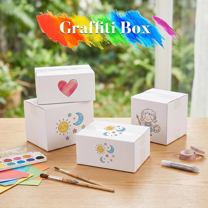 Small Shipping Boxes 8x6x4 Set of 6 | White Corrugated Cardboard, Box for Packaging Small Business Mailing Moving Gifts Wrap, Easy Assemble