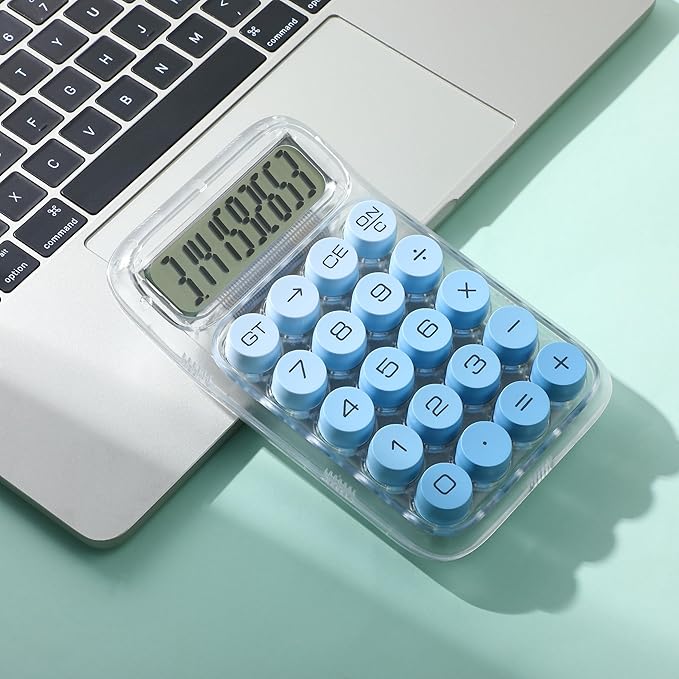 Mr. Pen- Mechanical Switch Calculator, 10 Digits, Blue Calculator, Transparent Body, Large LCD Display, Big Buttons