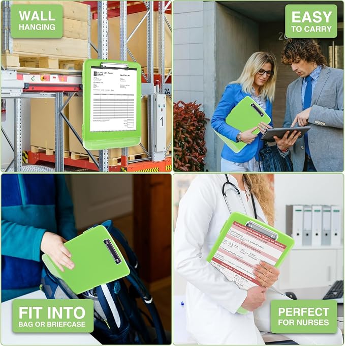 Sooez Clipboard with Storage, Clip Board 8.5 x 11 with Pen Holder, Plastic Organization Case Box for Letter Legal A4 Size Paper, Low Profile Clip, Nurses Teachers Must Haves, School & Office Supplies