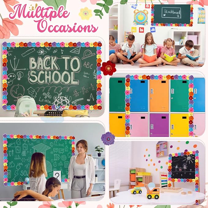 32.8 Ft Flower Bulletin Board Border Fiesta Scalloped Trim | Spanish Design for Hispanic Heritage Month, Colorful Scalloped Borders, Classroom Office Party School Bulletin Boards Decor