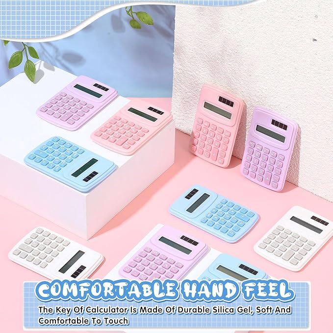 LEIFIDE 24 Pack Pocket Calculator Small Bulk Basic 4 Function Calculator 8 Digit Display Battery Powered for Desktop Home Office School Student Kids (Macaron Colors)