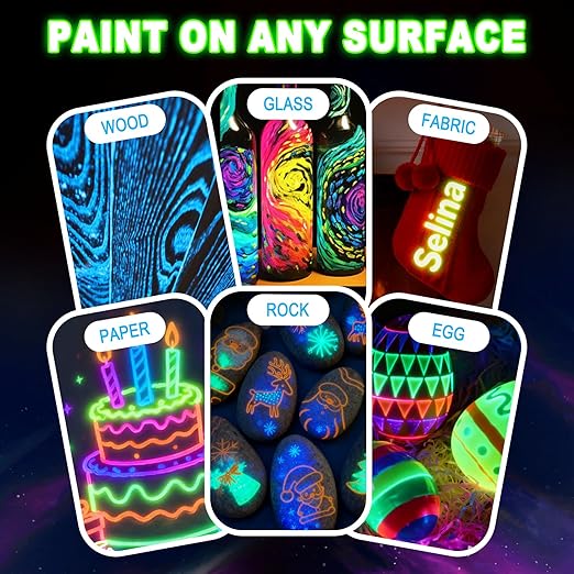 Matio Glow in The Dark Glue, 6 Pack Glue Stick Set, Non-Toxic Washable Glue Pens, Craft Glitter Bulk Gel, Assorted Color Slime Glues for DIY Art Project Painting Christmas Decor Supply