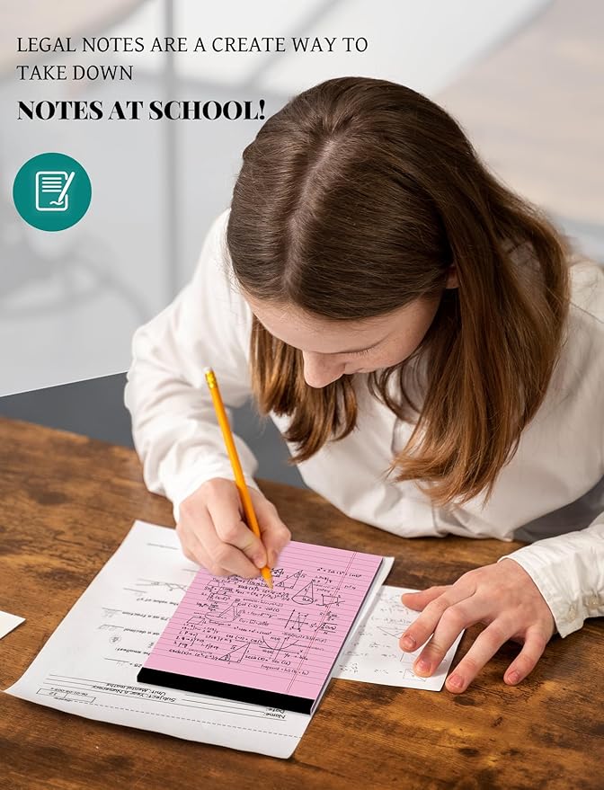 7pcs Small Note Pads 5x8 Legal Pads Pink Notepad 5x8 College Ruled Pink | Small Notebook Paper Narrow Ruled Mini Notepads 5 x 8 Legal Pad Perforated Small Writing Pads 5x7 In 30 Sheets per Note Pad