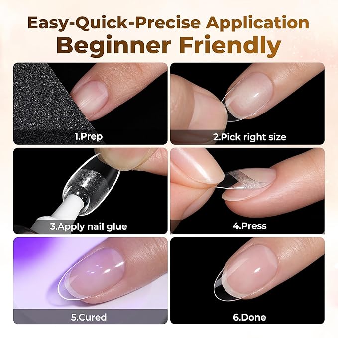 UNA GELLA Oval Fake Nails 504PCS Gel Nail Tips Pre-shape | Round Almond Press On Nails Full Cover Acrylic Round Oval Gel Tips 12 Sizes