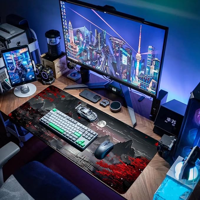Desk Mat Mouse Pad Gaming Desk Pad XL Large Mouse Mat Office Decor Accessories (Full Moon)