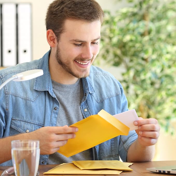 Small Bubble Mailers 100 Pack, 5"x8" External Dimension, Usable Size 4"x7" Thick Kraft Bubble Envelopes Waterproof Cushioned Padded Mailers Shipping Packaging for Small Business Yellow #000