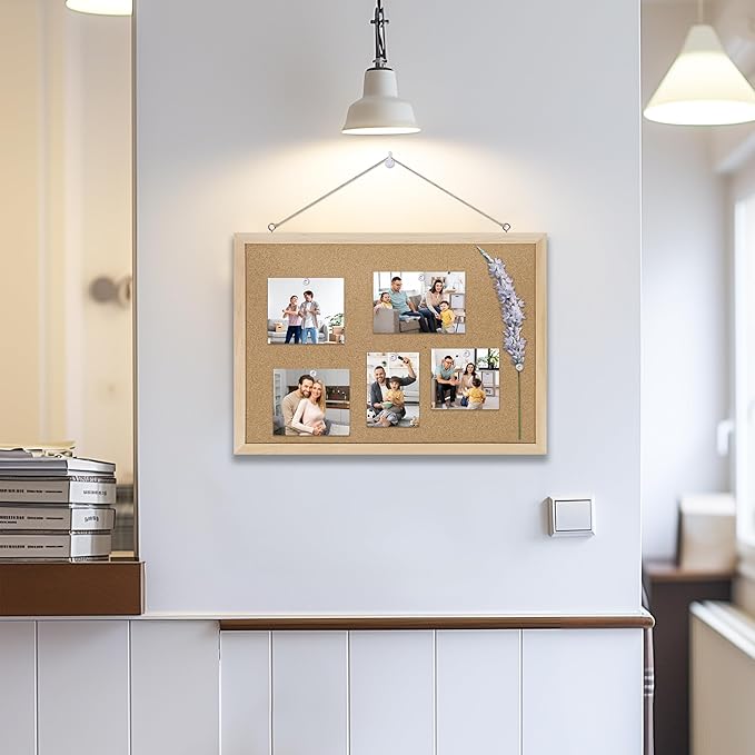 Cork Board Bulletin Board 2 Pack,17"X12" Cork Board for Office with Pin Oak Wood Boards,Hanging Corkboards for Office Home School Message Board or Vision Board Decoration